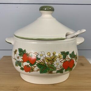 Vintage Ceramic Oven-Proof Covered Dish with Serving Spoon- Made in Japan